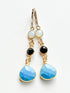Opalite, Black Onyx, and Arizona Turquoise Triple Teardrop Charm Gold Earrings by Sage Machado - The Sage Lifestyle
