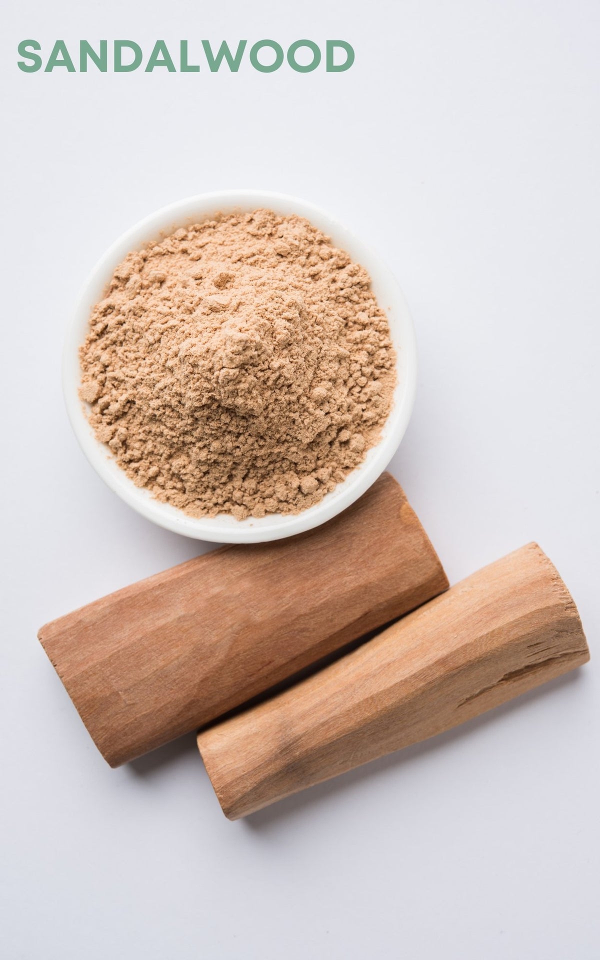 Contains notes include of sandalwood bark with rich, warm brown tones, highlighting its earthy and woody quality