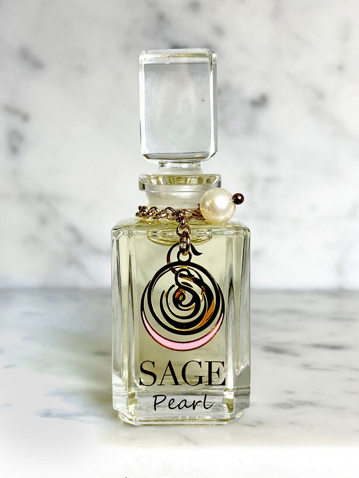 1/4 oz Sage Pearl Perfume Oil Glass Vanity Bottle with gemstones. Subtle, Gender Neutral, Vegan and Cruelty free Scent