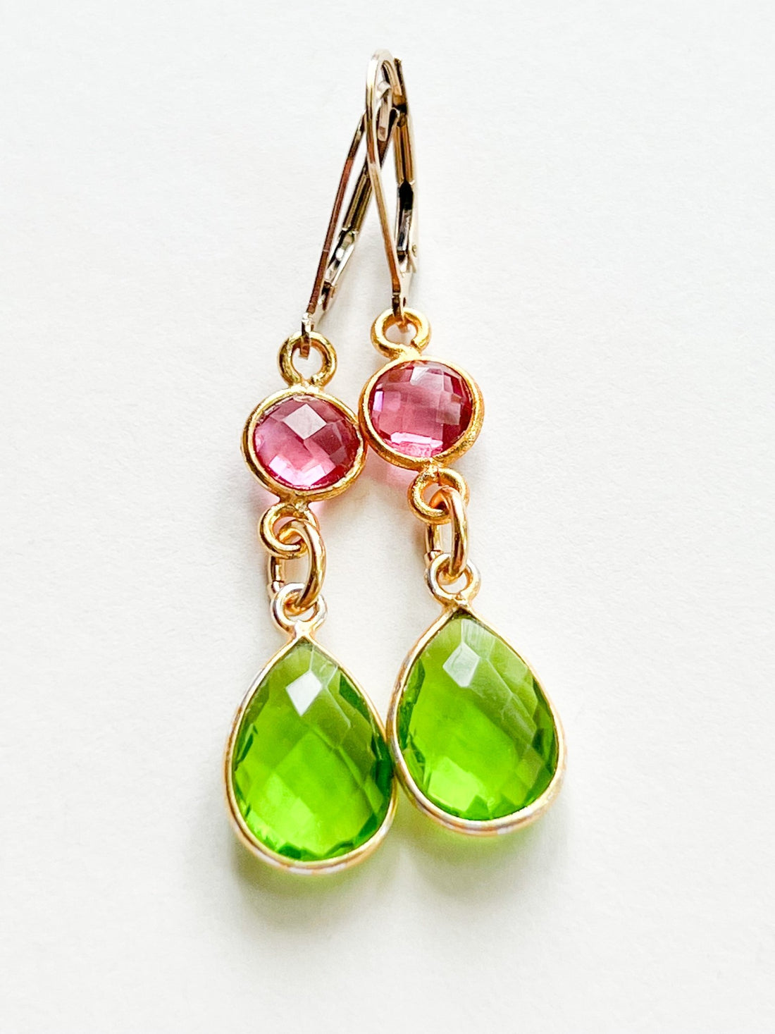 Pink and Green Hydro Quartz Double Teardrop Gold Earrings by Sage Machado - The Sage Lifestyle