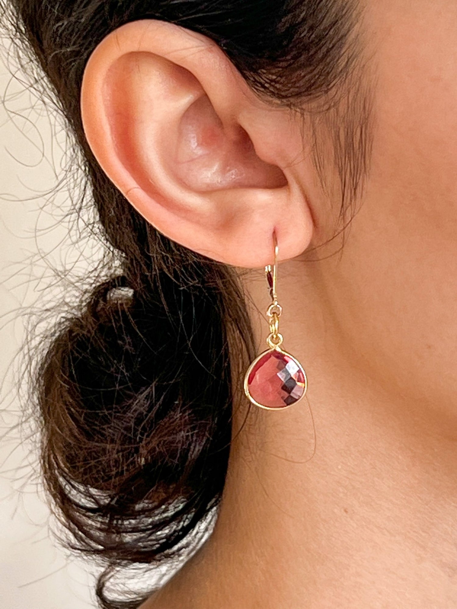Pink Hydro Quartz Teardrop Charm Gold Earrings by Sage Machado - The Sage Lifestyle