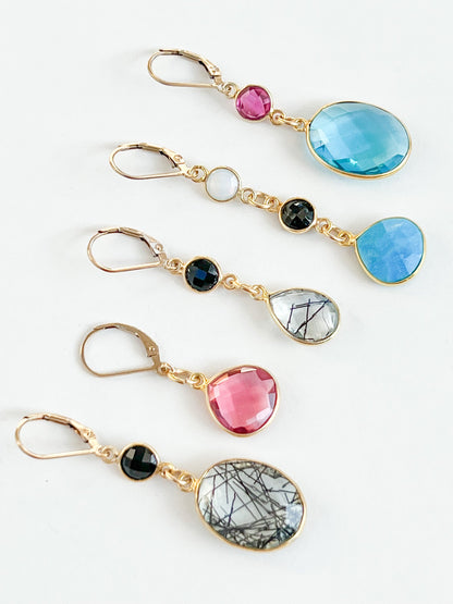 Pink Hydro Quartz Teardrop Charm Gold Earrings by Sage Machado - The Sage Lifestyle