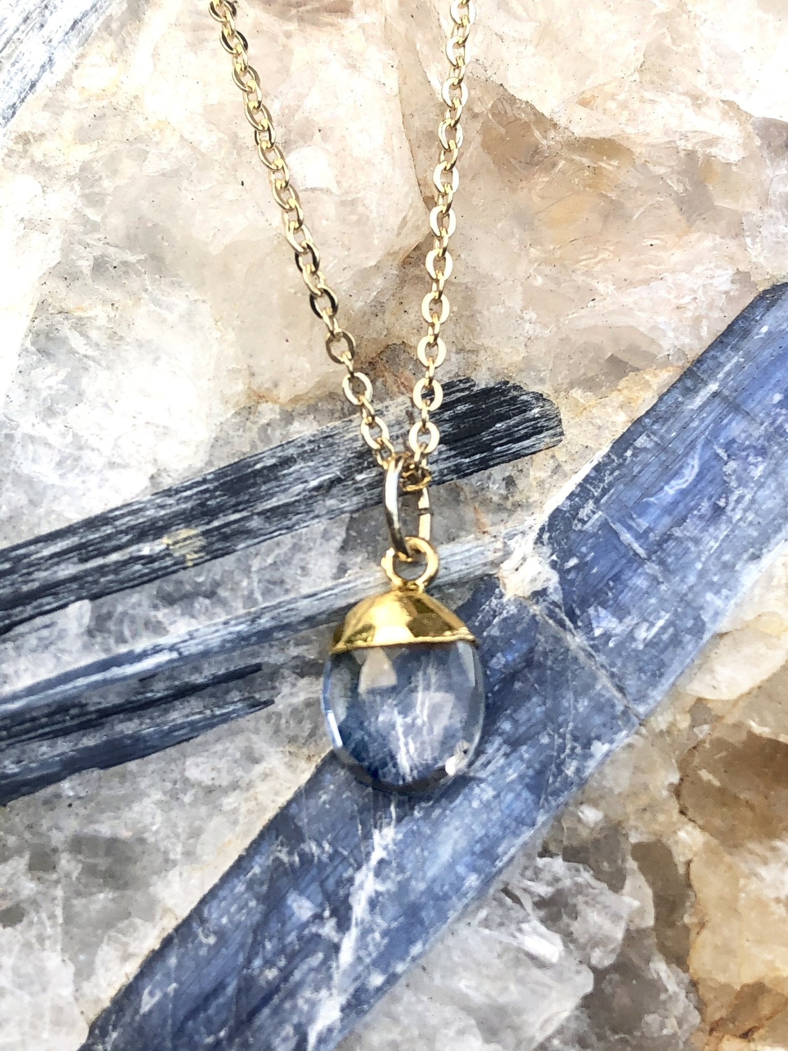 Quartz Crystal Charm Necklace on Gold Chain by Sage Machado - The Sage Lifestyle