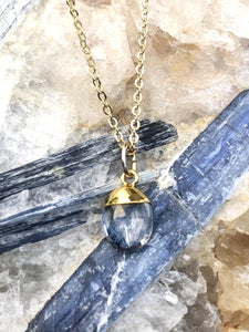 Quartz Crystal Charm Necklace on Gold Chain by Sage Machado - The Sage Lifestyle