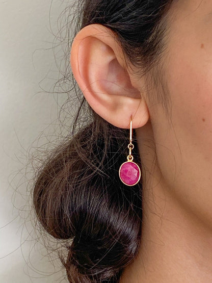 Raw Ruby Charm Gold Earrings by Sage Machado - The Sage Lifestyle