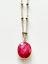 Raw Ruby Large Oval Pendant Necklace on Gold Chain with Golden Pyrite by Sage Machado - The Sage Lifestyle