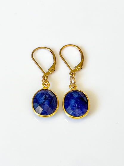 Raw Sapphire Charm Gold Earrings by Sage Machado - The Sage Lifestyle
