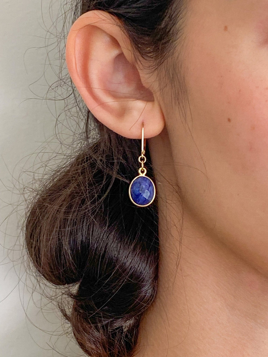 Raw Sapphire Charm Gold Earrings by Sage Machado - The Sage Lifestyle