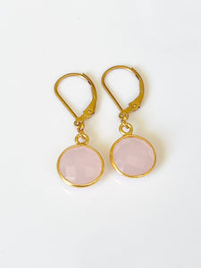 Rose Quartz Charm Gold Earrings by Sage Machado - The Sage Lifestyle