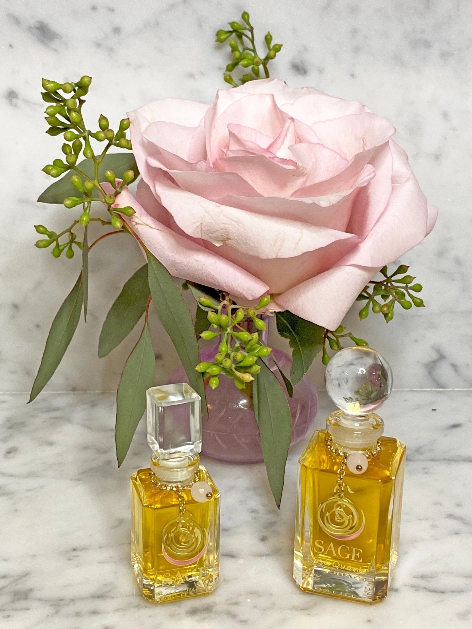 Rose Quartz Vanity Bottle by Sage, Pure Perfume Oil - The Sage Lifestyle