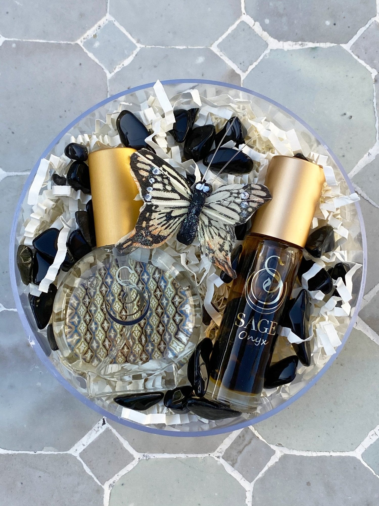 Secret Garden Gift Set ~ 1/2 oz Organic Eau de Toilette Mini &amp; 1/4 oz Perfume Oil Concentrate Roll-On with Gemstones - The Sage Lifestyle