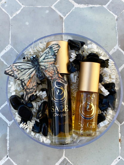 Secret Garden Gift Set ~ 1/8 oz and 1/4 oz Perfume Oil Concentrate Roll-Ons with Gemstones - The Sage Lifestyle