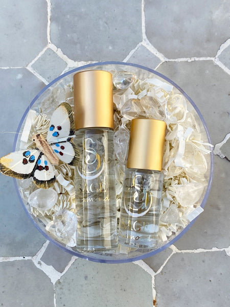 Secret Garden Gift Set ~ 1/8 oz and 1/4 oz Perfume Oil Concentrate Roll-Ons with Gemstones - The Sage Lifestyle