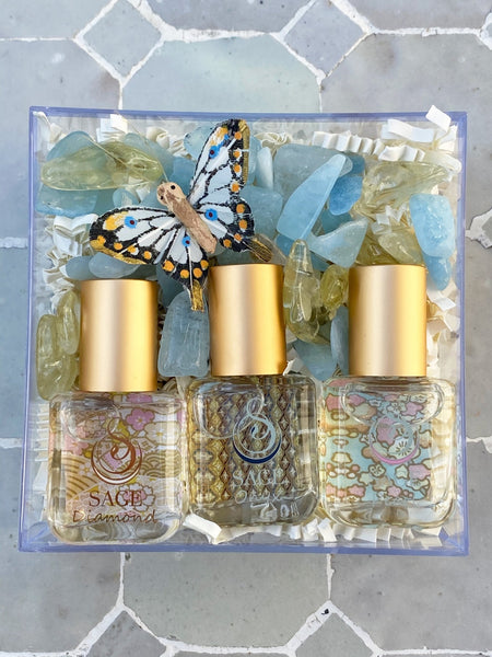 Secret Garden~Diamond 1/4 oz Roll-On, Onyx 1/4 oz Roll-On, and Pearl 1/4 oz Roll-On Perfume Extract Gift Set by Sage - The Sage Lifestyle