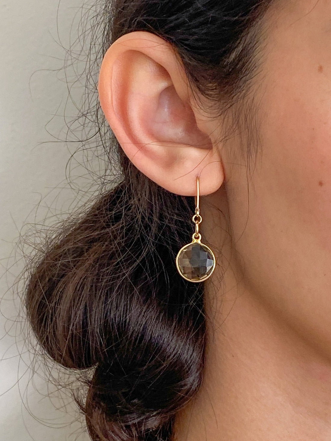 Smokey Topaz Charm Gold Earrings by Sage Machado - The Sage Lifestyle