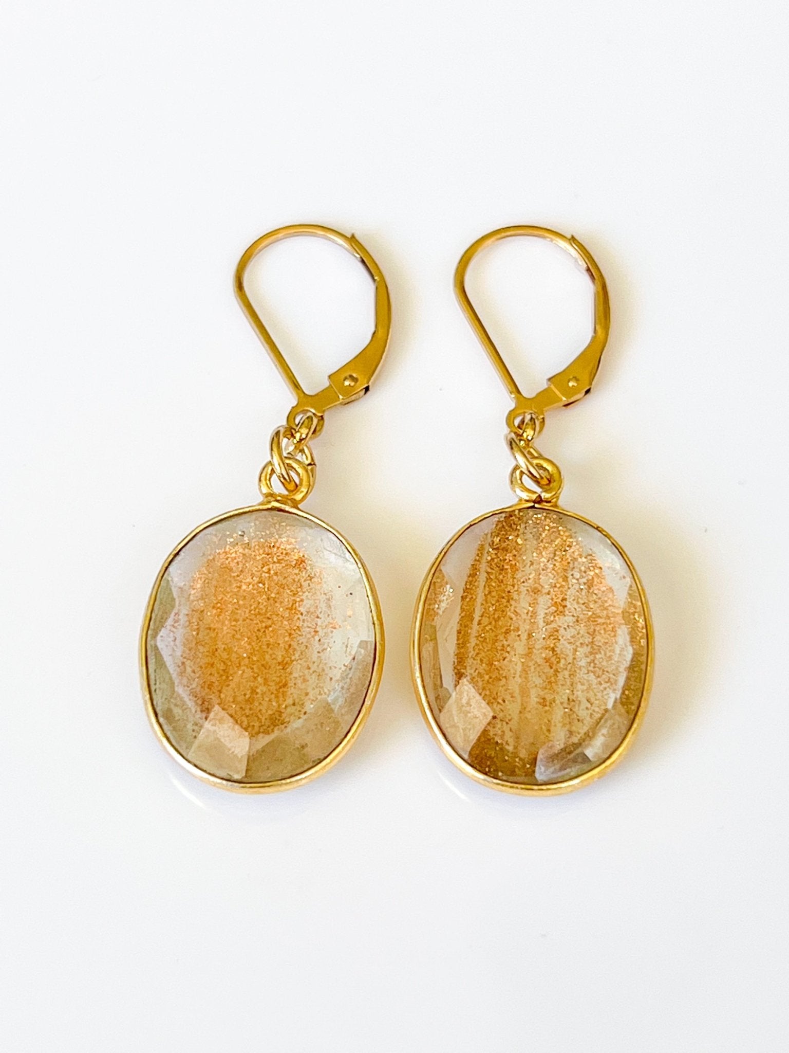 Sunstone Large Charm Oval Drop Gold Earrings by Sage Machado - The Sage Lifestyle