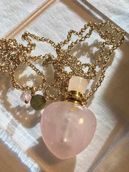 Tibetan Agate Angelina Gemstone Perfume Bottle Gold Necklace by Sage Machado - The Sage Lifestyle