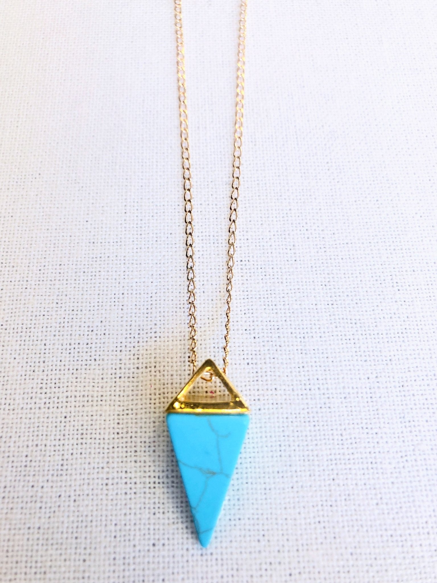 Turquoise Howlite Pyramid Drop Necklace by Sage Machado, Turquoise Howlite Pyramid Drop Gold Necklace - The Sage Lifestyle
